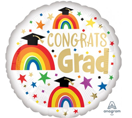 Congralutaions GRAD Rainbow Mylar Balloon